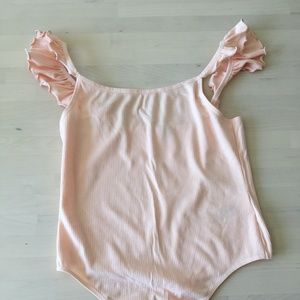 Aritzia Peach Ruffle Bodysuit